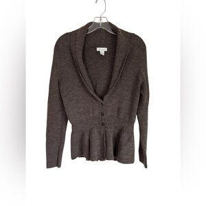 Tweeds Women's Cardigan Size M Dark Brown Merino Wool